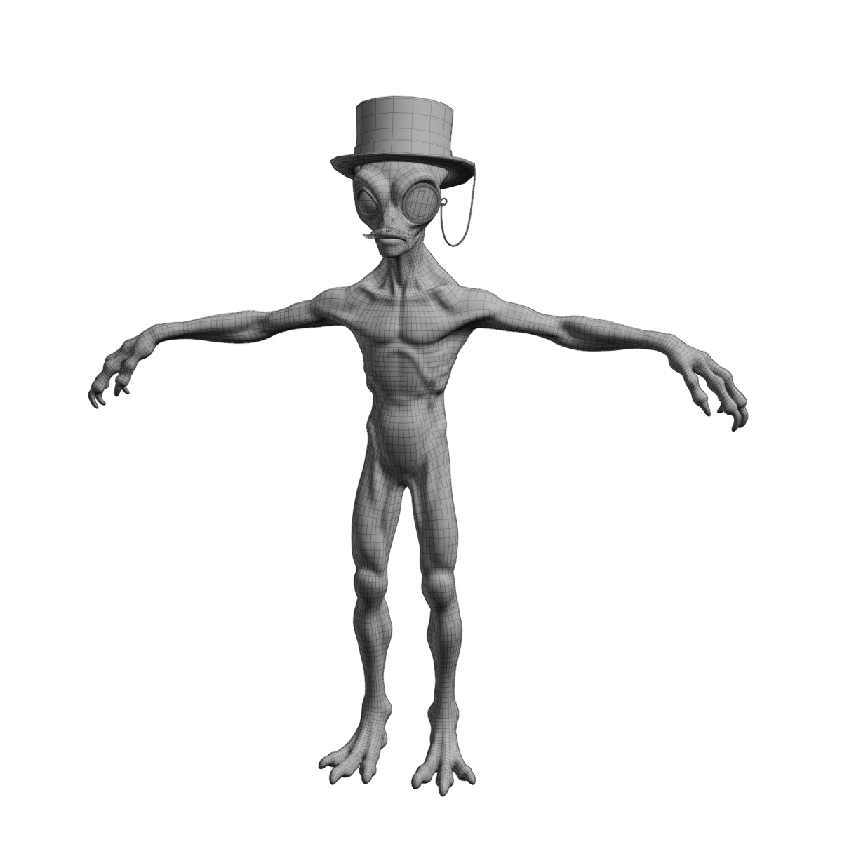 FancyAlienFullBody-Wireframe