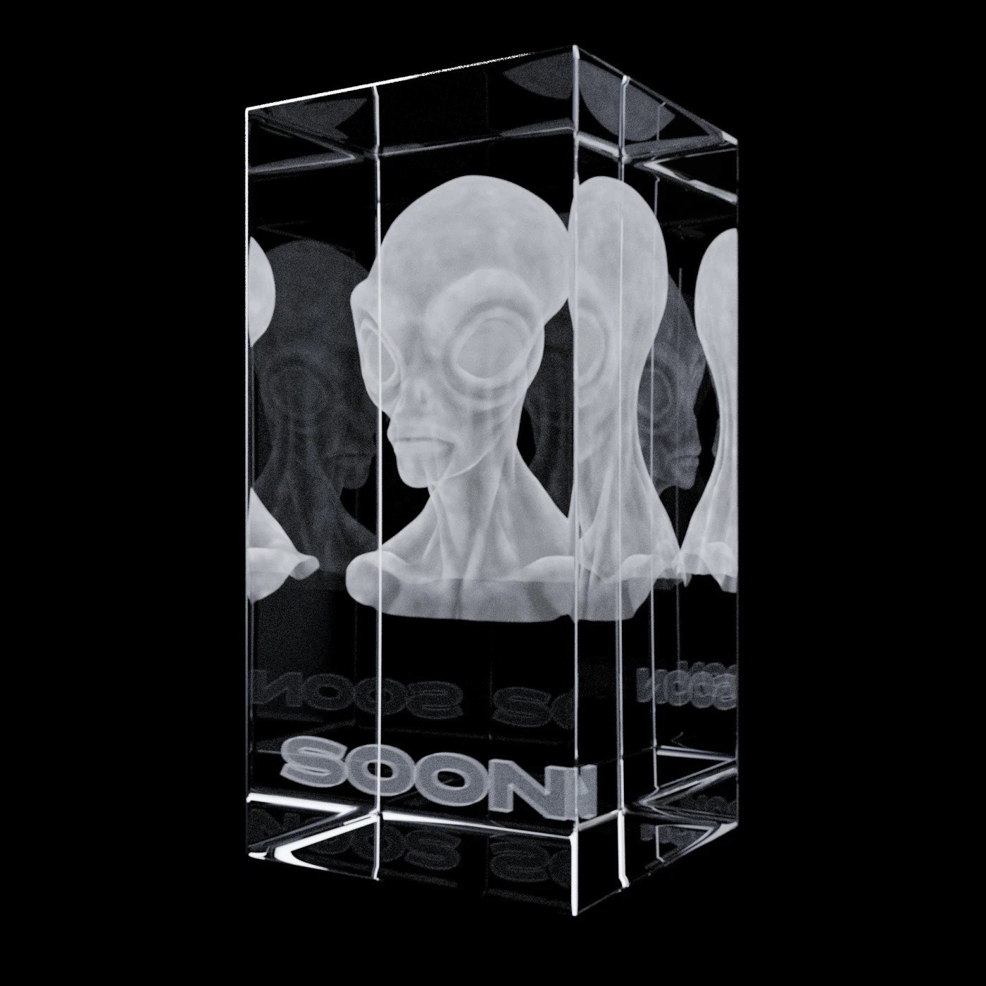 Gray Alien Bust Glass Rectangle - Image 3