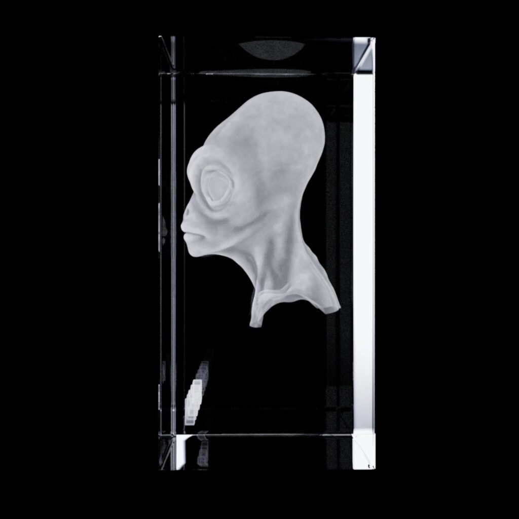 Gray Alien Bust Glass Rectangle