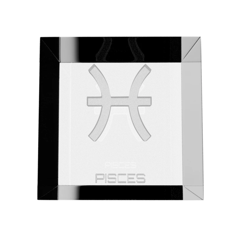 Zodiac Symbol Glass Cube